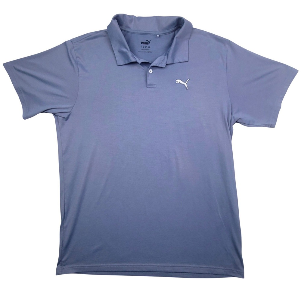 Puma Men's Golf Polo Shirt Blue Short Sleeve Button‎ Up Logo Size Large